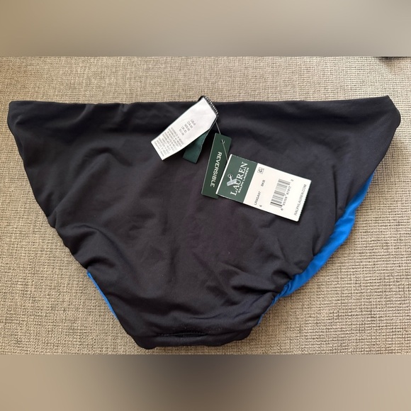 Ralph Lauren Royal Blue/Black Reversible Luxurious Bikini Bottom Size 6 NWT - Picture 7 of 8
